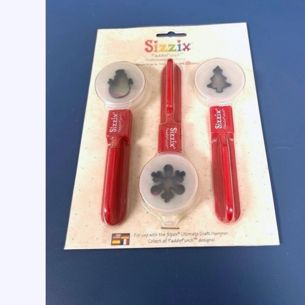 Sizzix Paddle Punches Positionable - Winter snowman snowflake christmas tree new